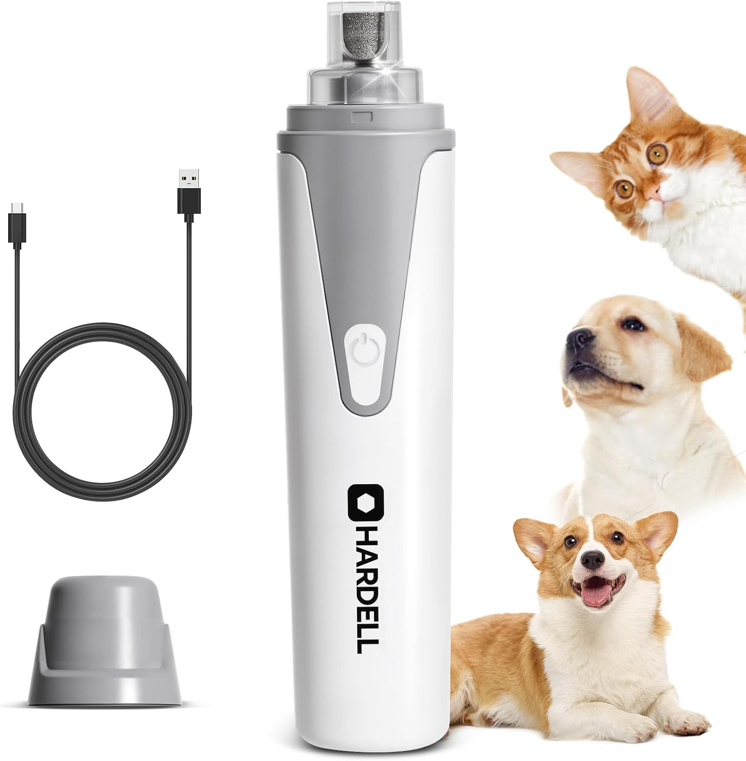 HARDELL Dog Nail Grinder, Super Quiet Dog Nail Trimmers with 2 LED Lights & 3 Grinding Ports, Safety Pet Nail Grinder for Small Dogs/Cats & Puppy image number 4