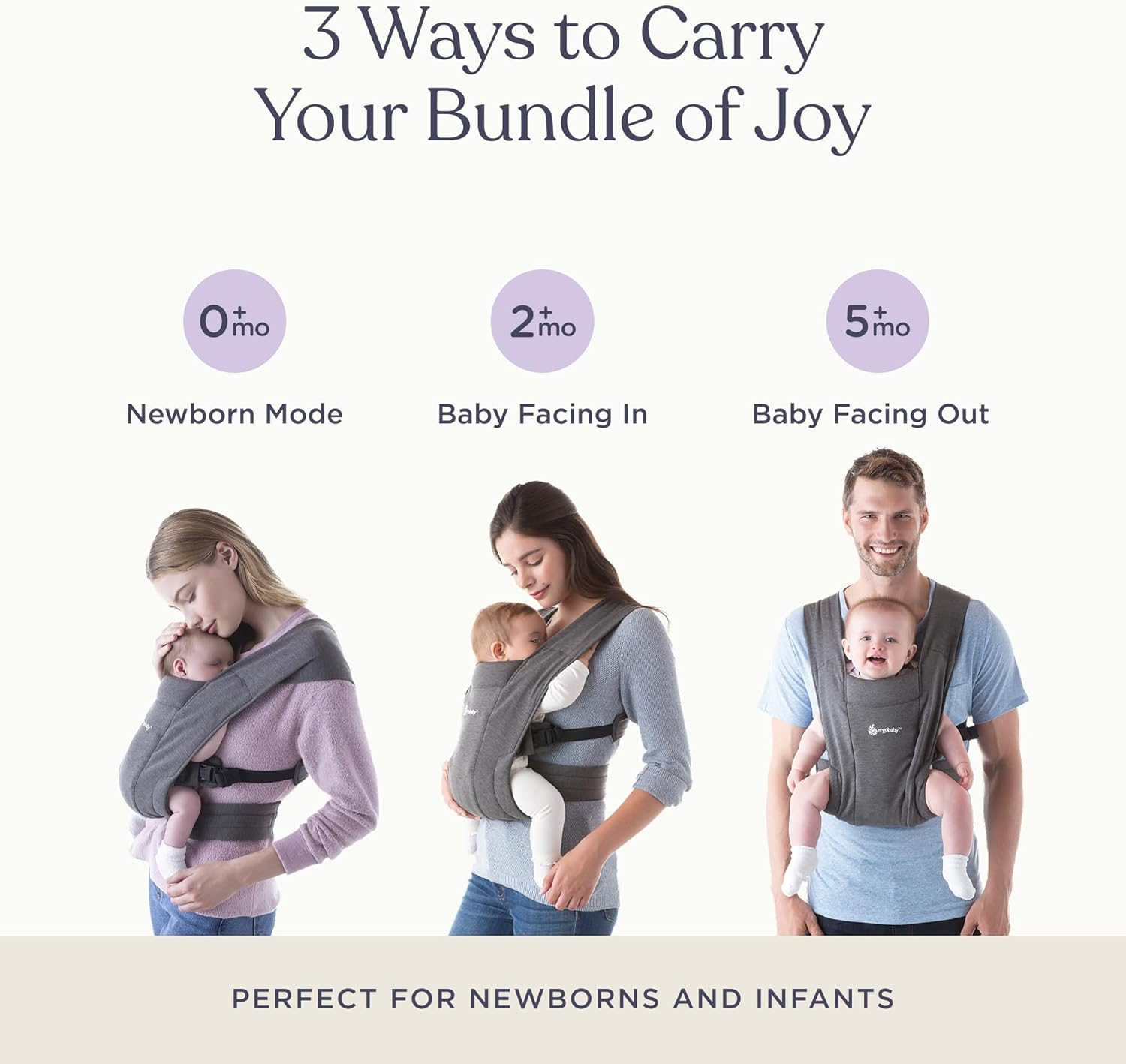 Ergobaby Embrace Cozy Newborn Baby Wrap Carrier (7-25 Pounds), Soft Air Mesh, Soft Grey image number 4