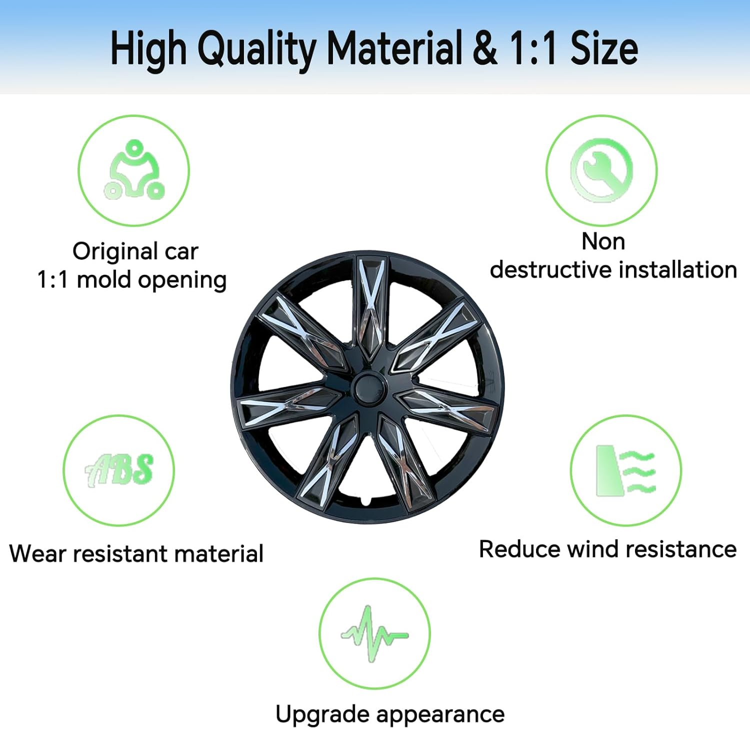 4 Pcs Hubcaps Fit for Tesla Model Y Hubcaps 19 Inch Silver Black Protective Wheel Covers Compatible with Model Y 2019, 2020, 2021, 2022, 2023, 2024 Tesla Y Accessories image number 1