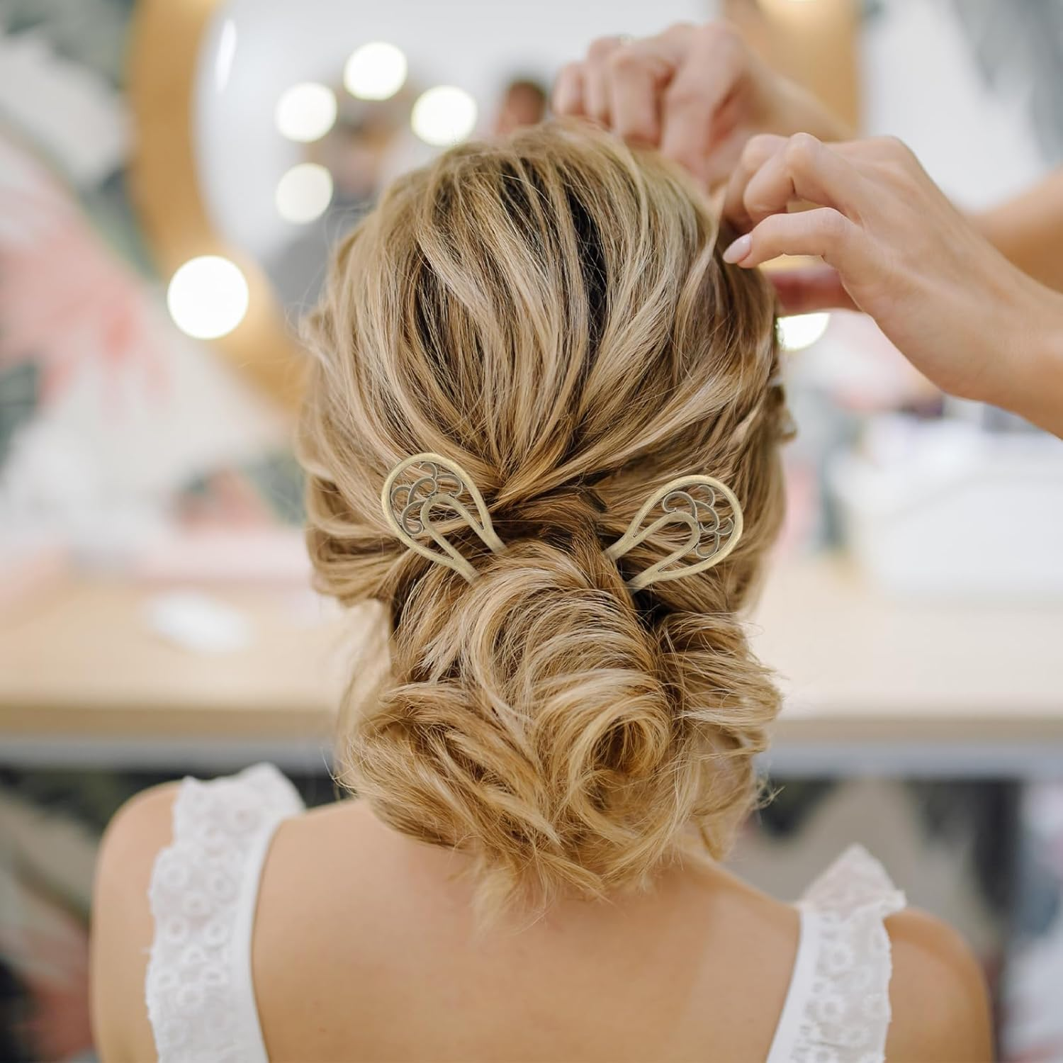 Giantree 4 Pcs Metal U Shaped Hairpin, French Pins Vintage Hair Sticks Hair Fork Pins Hair Accessory for Women and Girls Hairstyles