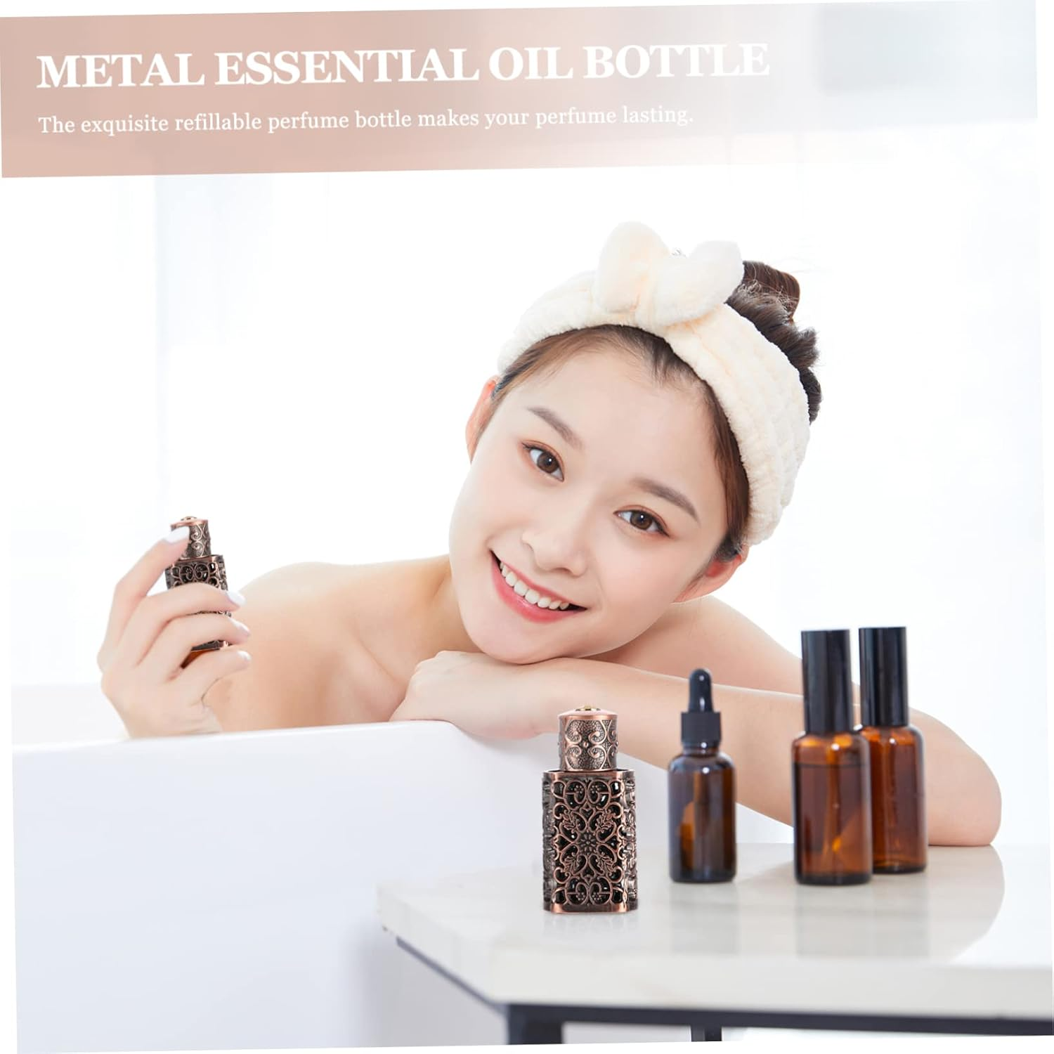 GARVALON 2Pcs Hollow Engraving Essential Oil Spray Bottle Leak Perfume Container for Travel Camping and Craft Projects for Dispensing Aromatherapy Liquids image number 5