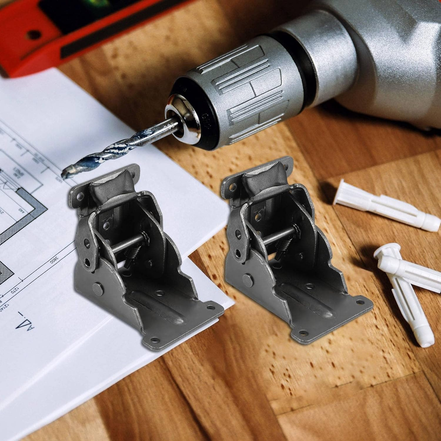 4Pcs Support Frame - Locking Hinge Table Leg Fittings and Gussets for Folding Legs, Workbench, Desktop Expansion in the Kitchen image number 2