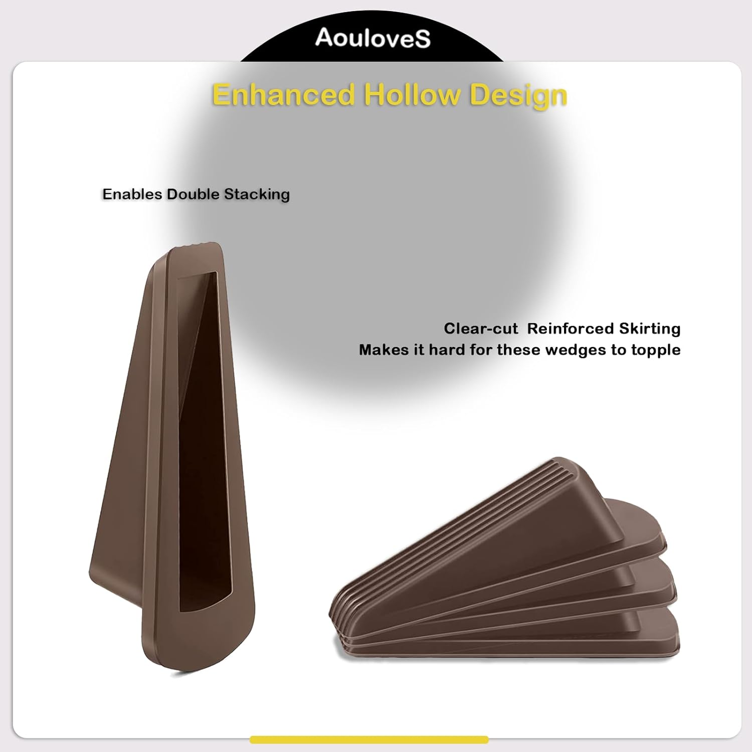 Rubber Door Stoppers for Security Wedge for Bottom of Door on Carpet, Concrete, Tile, Linoleum & Wood - Heavy Duty Door Stop Wedge Ideal for Homes&Schools&Offices&Workshops - Black image number 2