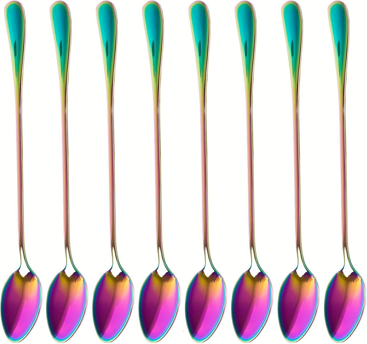 Long-Handled Ice Tea Spoon, Cocktail Stir Spoons, Stainless Steel Coffee Spoons, Ice Cream Scoop Set of 8