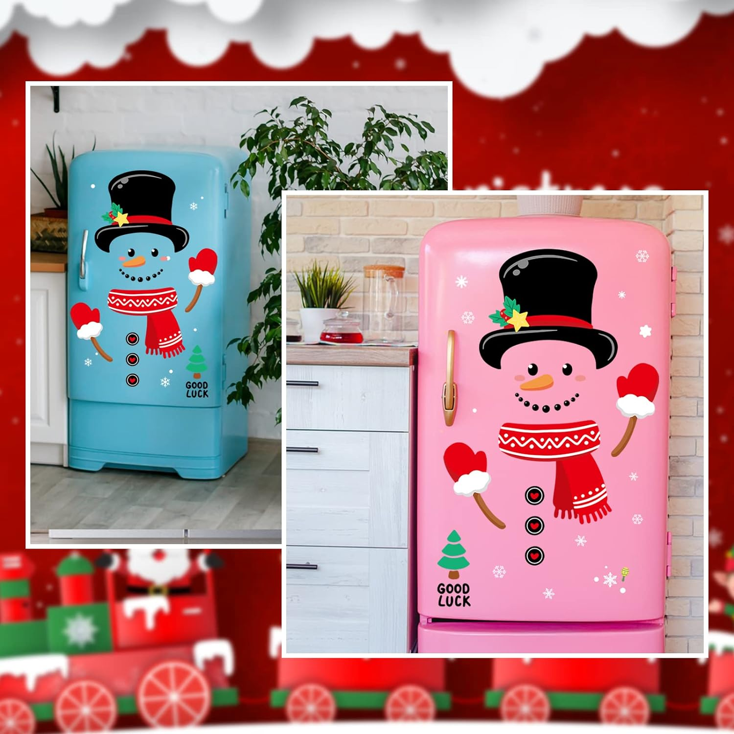 Snowman Refrigerator Magnets Set of 14, Christmas Decorations Snowman Refrigerator Magnets Decorations (A-Snowman) image number 2
