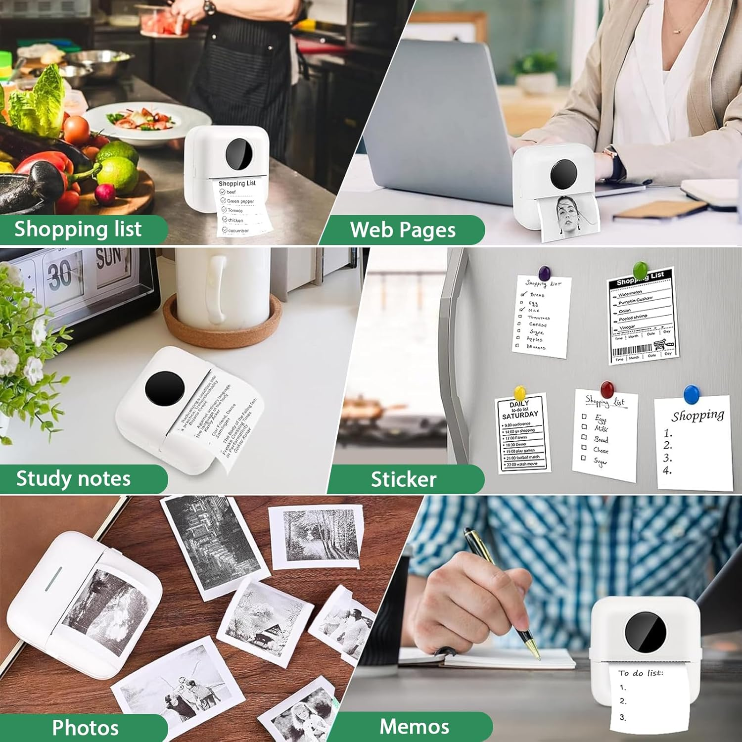 20PCS Mini Printer Paper,Thermal Sticker Paper,Self-Adhesive,Mini Thermal Printer Paper,Mini Photo Printer Labels, for Photos, To-Do Lists,Notes,Black on White,5.7 X 2.5Cm image number 3