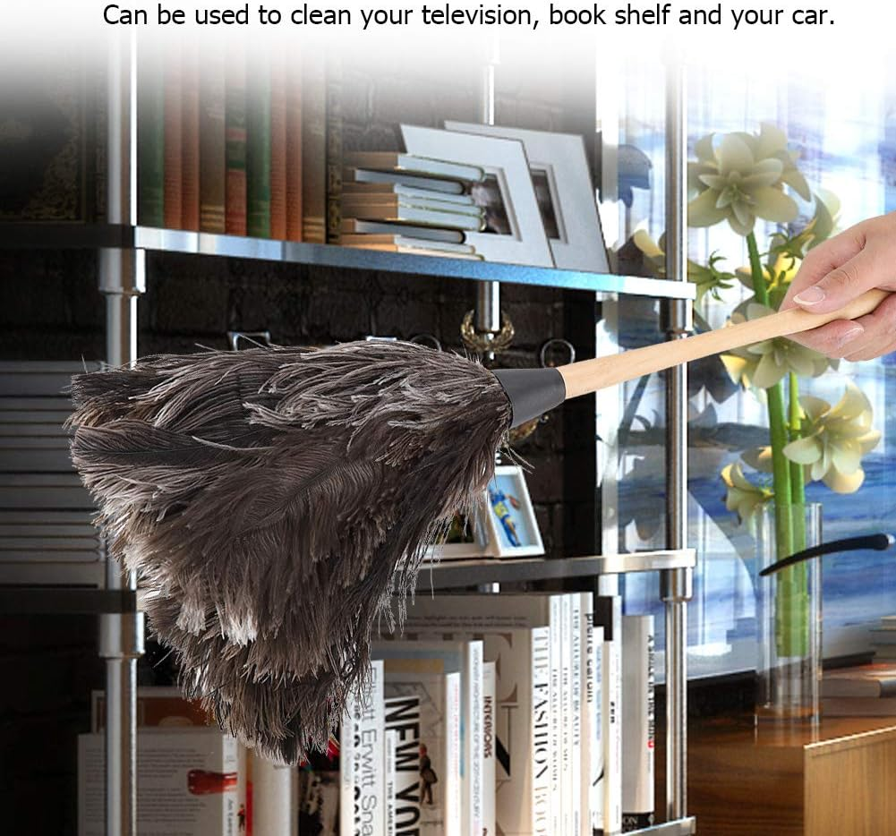 Duster, Handmade Washable Non-Electrostatic Ostrich Feather Wooden Handle Duster with Hanging Rope, Perfect for Cleaning TV, Book Shelf, Car image number 4