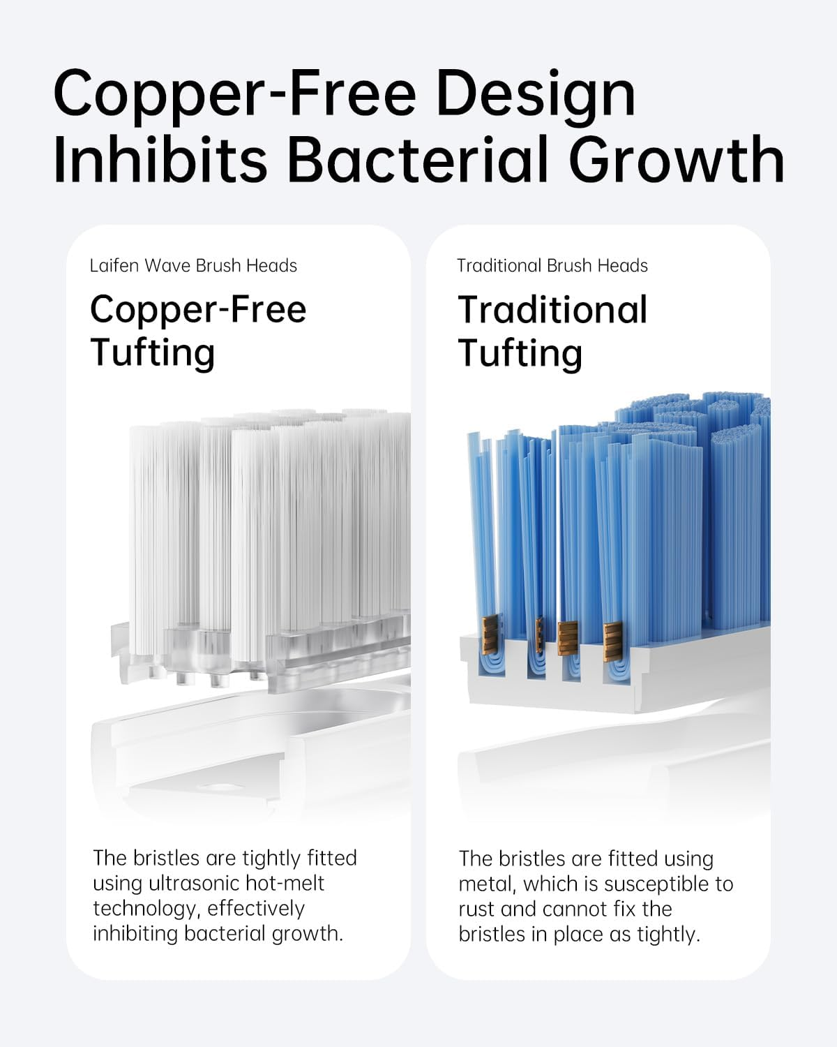 Laifen Electric Toothbrush Heads 6 Packs, Compatible with Laifen Wave Electric Toothbrush (Super-Clean, Transparent) image number 3