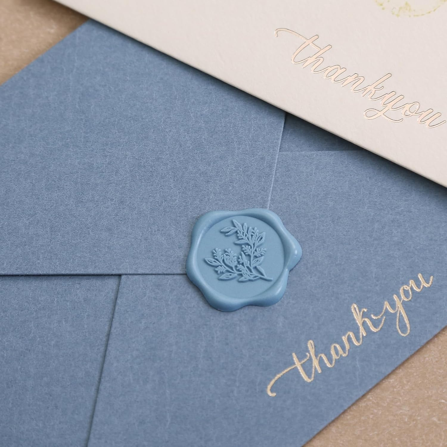 50Pcs Wax Seal Stickers, Blue Eucalyptus Envelope Seal Stickers, Self-Adhesive Light Stickers, Perfect for Wedding Party Birthday Invitation Christmas Wrapping Greeting Cards (Blue) image number 6