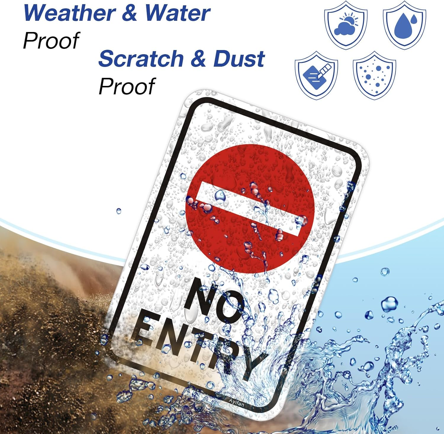 No Entry Sign, Reflective Do Not Enter Metal Signs, 12 X 18 Inches Rust-Free Aluminum, UV Protected, Easy Mounting Metal Warning Safety Signs (White-No Entry)