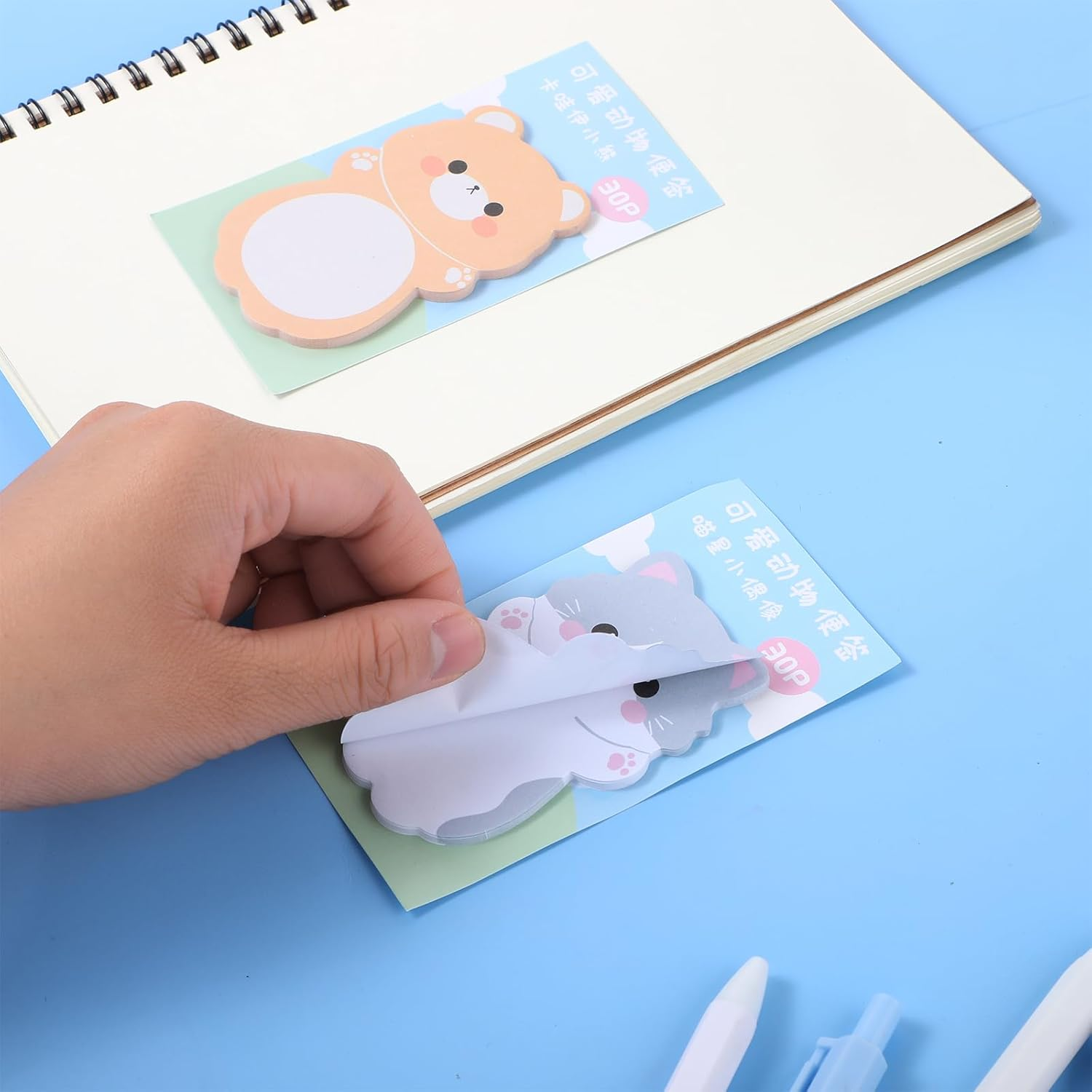 Amaxiu Cute Self Stick Notes, 6 Pack Cartoon Animal Sticky Note Kawaii Markers Flags Memo Pads Small Sticky Memo Pad Dog Cat Rabbit Bear Shape 8X5Cm/3.2X2In 180 Sheets image number 5