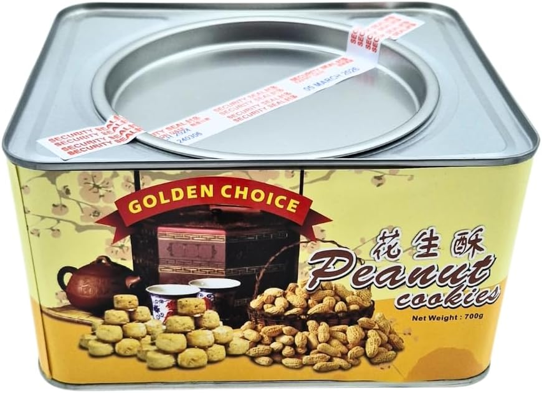 Golden Choice Peanut Tinned Cookies | Crunchy Cookies with Peanut Flavour | Asian Snacks & Sweets Snack Foods | 700 G Tin image number 1
