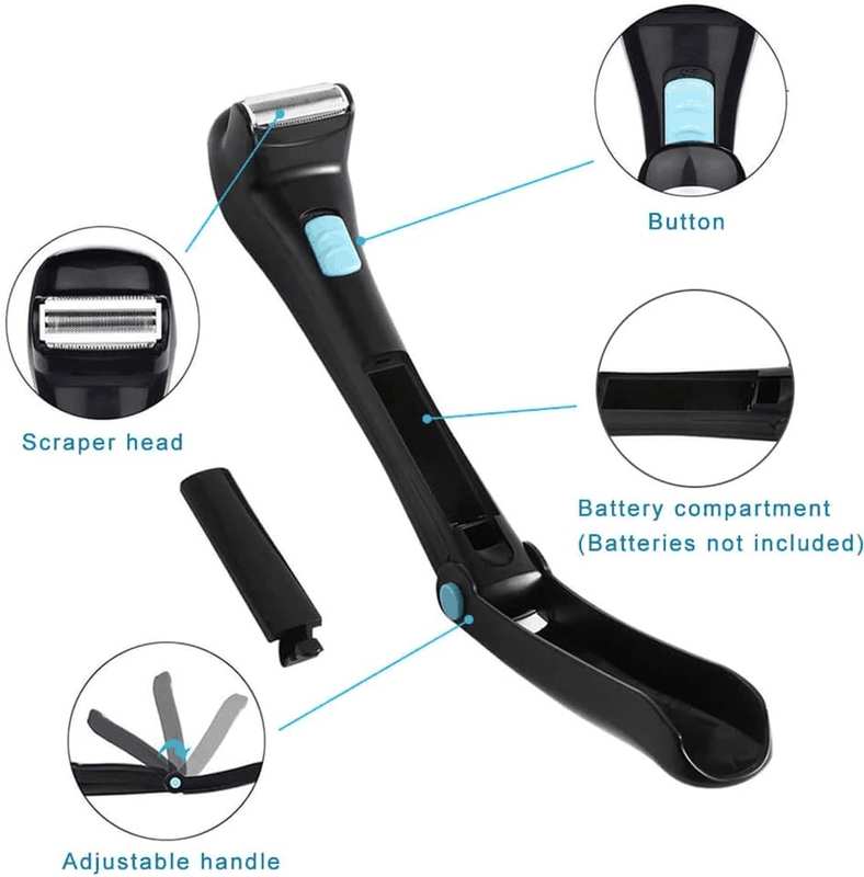 Electric Back Hair Shaver - 180 Degrees Foldable Back Shavers Removal Shave Wet or Dry Detachable Body Hair Trimmer for Men Travel image number 4