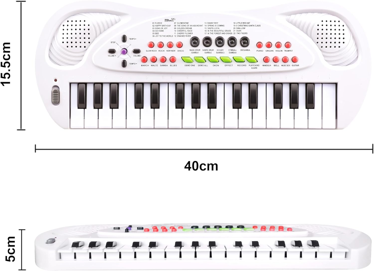 Concerto 32 Keys Keyboard Piano, Mini Portable Electronic Keyboard Musical Toys Beginners 3-8 Years Old Girls Boys (White) image number 1
