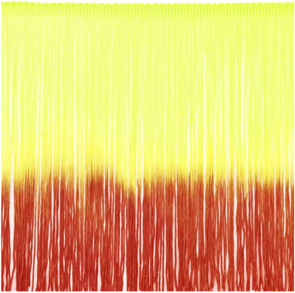 Fringe Trim Tassel 8 Inch Wide 2 Yards Long for Clothes Accessories Latin Wedding Dress DIY Decoration (3-Gold) - 2-Red With Sequins image number 2