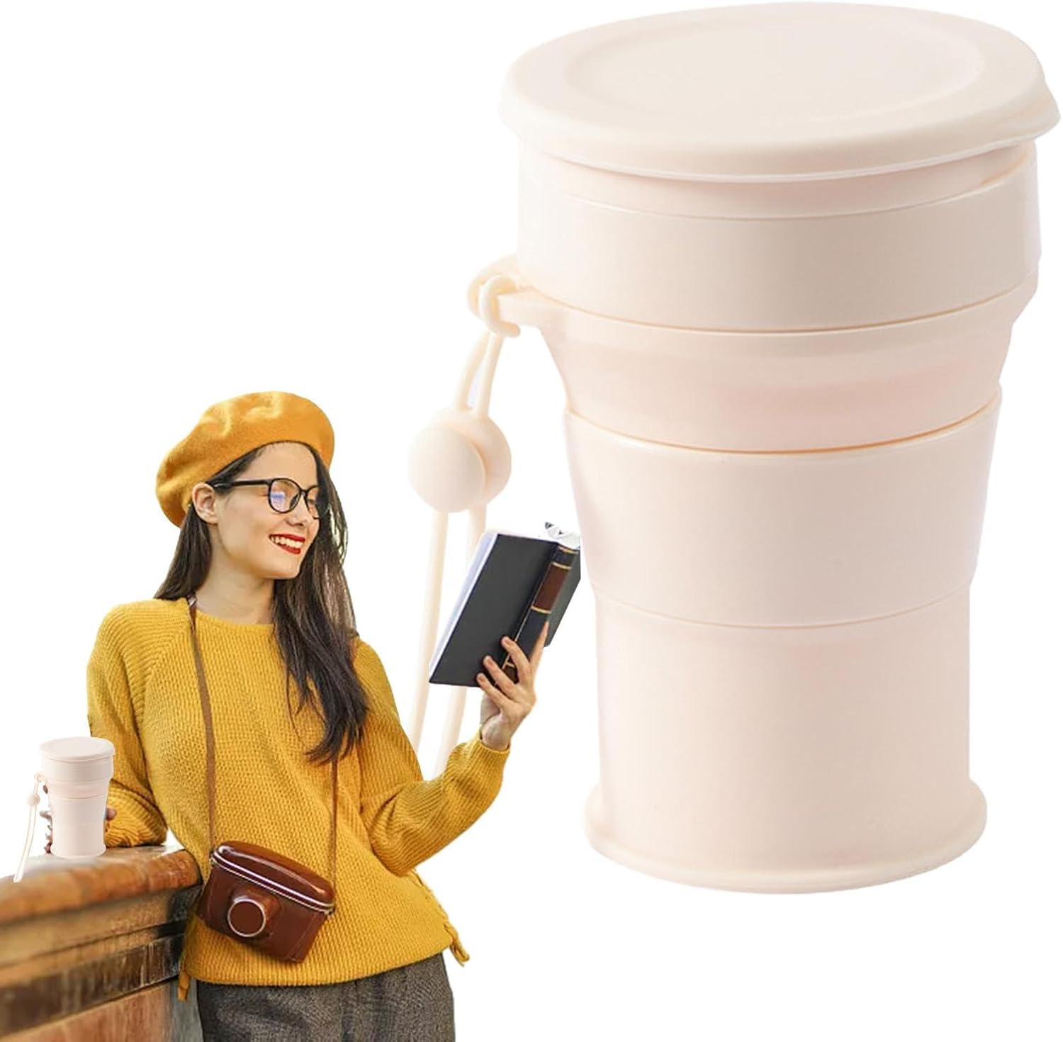 Silicone Folding Camping Cup, Silicone Travel Cup, Stable Stretchable Design Camping Cup, Hygienic Safe Drinking Cup, Quick Drying Camping Mugs for Outdoor Traveling Hiking image number 1