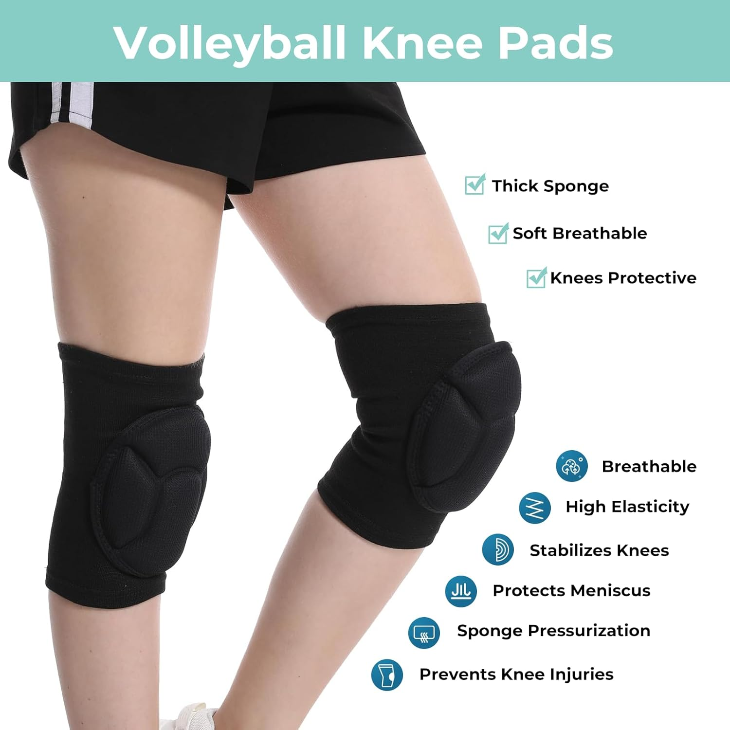 Knee Pads - Professional Grade Protective Gear with Shock Absorption & Non-Slip, Breathable Compression Knee Pads for Men/Women, Youth & Adults - Indoor/Outdoor Sports image number 1