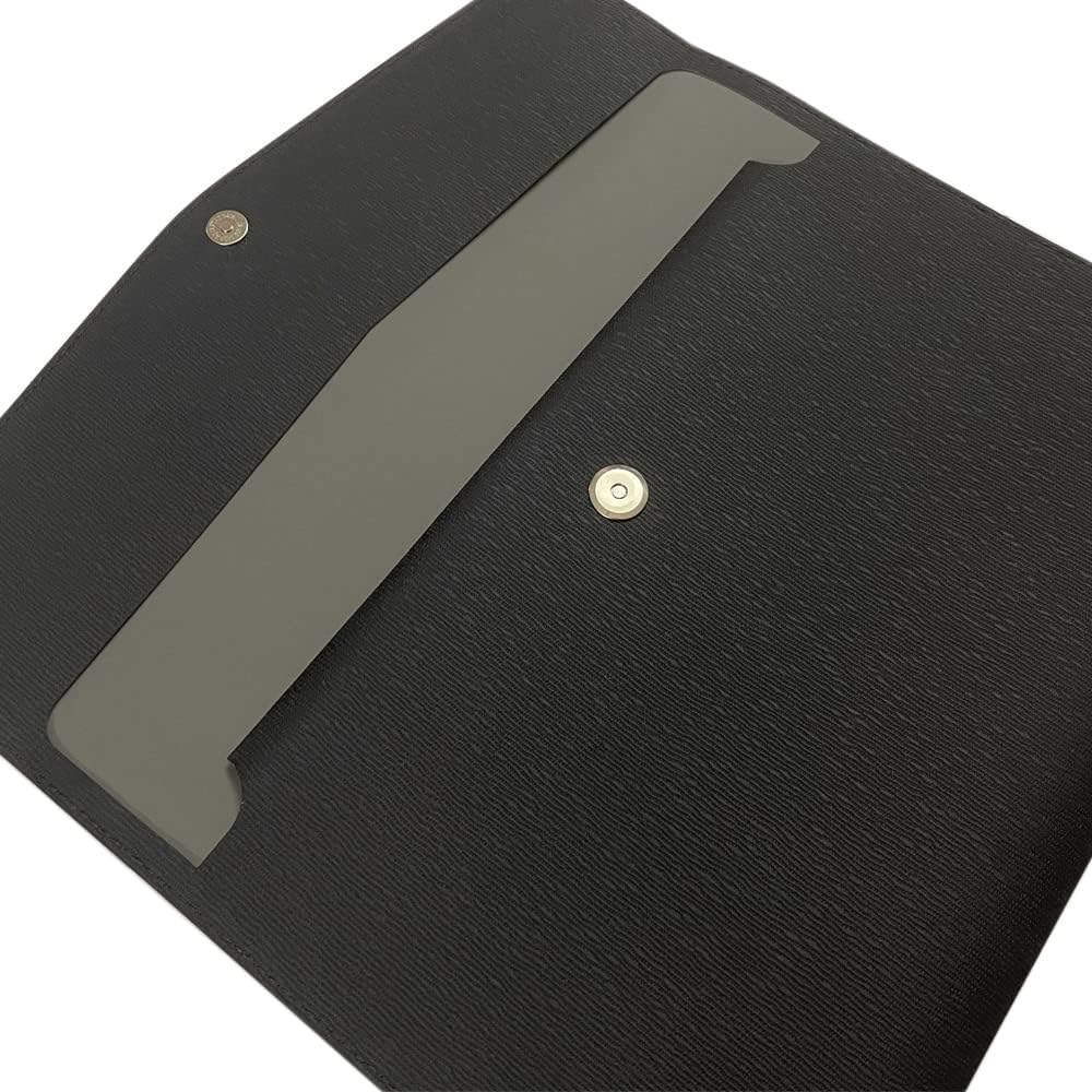 PU Leather A4 File Folder Document Holder Waterproof Portfolio Envelope Folder Case with Snap Closure 33X24Cm Black image number 4