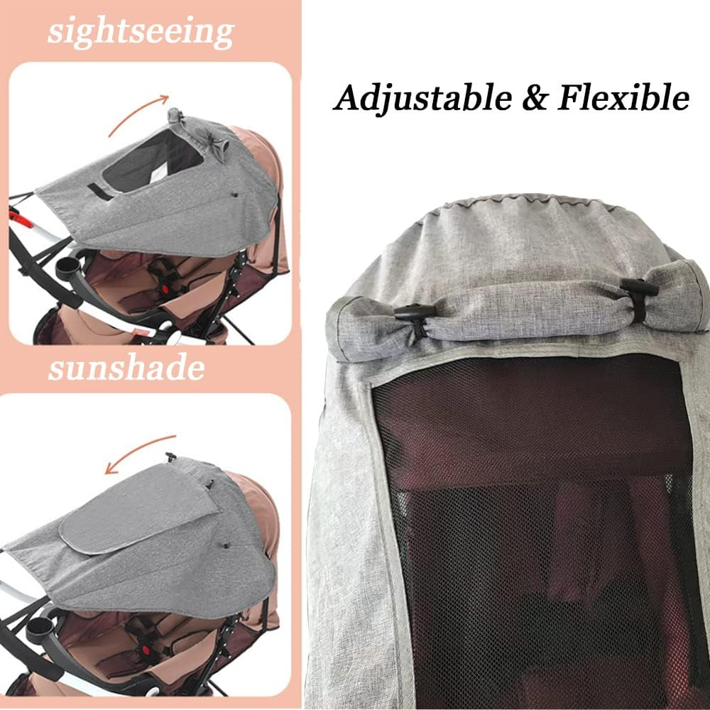 Upf50+Universal Buggy Pram Sunshade Waterproof Baby Strollers Sun Cover with Viewing Window Foldable Adjustable Toddler Pram Window Pushchairs Sun Visor Anti-Uv Umbrella Canopy image number 3