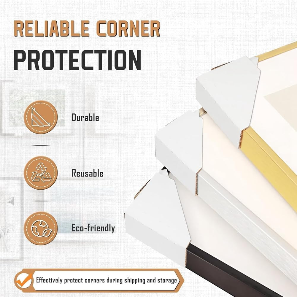 100Pack Adjustable Cardboard Corner Protectors, Fit 1-2.1In Frames, White image number 3
