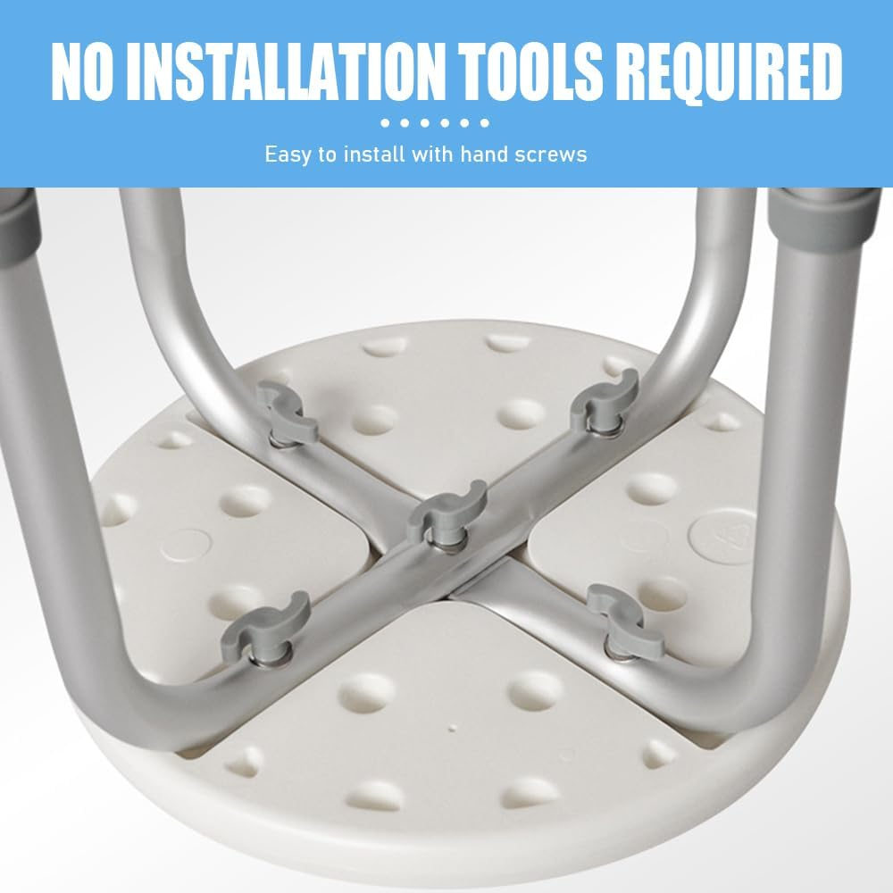 Portable Shower Chair, Non-Slip Bathing Stool, Footstool and Bath Chair, Shower Seat with Adjustable Height, Stool for Elderly People Children Pregnant Women (White) image number 1