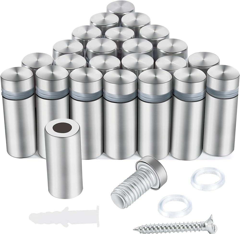 24 Pcs Sign Standoff Screws Advertising Screws Stainless Steel Wall Standoff Mounts Glass Acrylic Nail for Hanging Acrylic Picture Frame (12X25Mm) image number 2