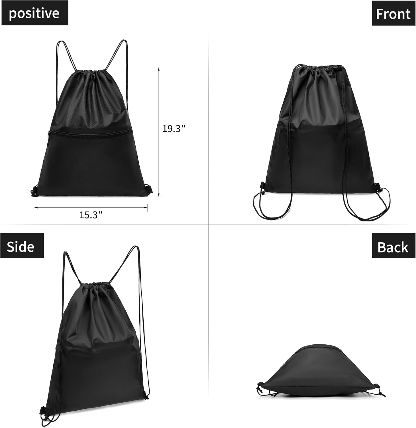 Drawstring Backpack String Bag: Water Resistant Gym Drawstring Bag for Men Sports Sackpack with Side Pocket image number 4