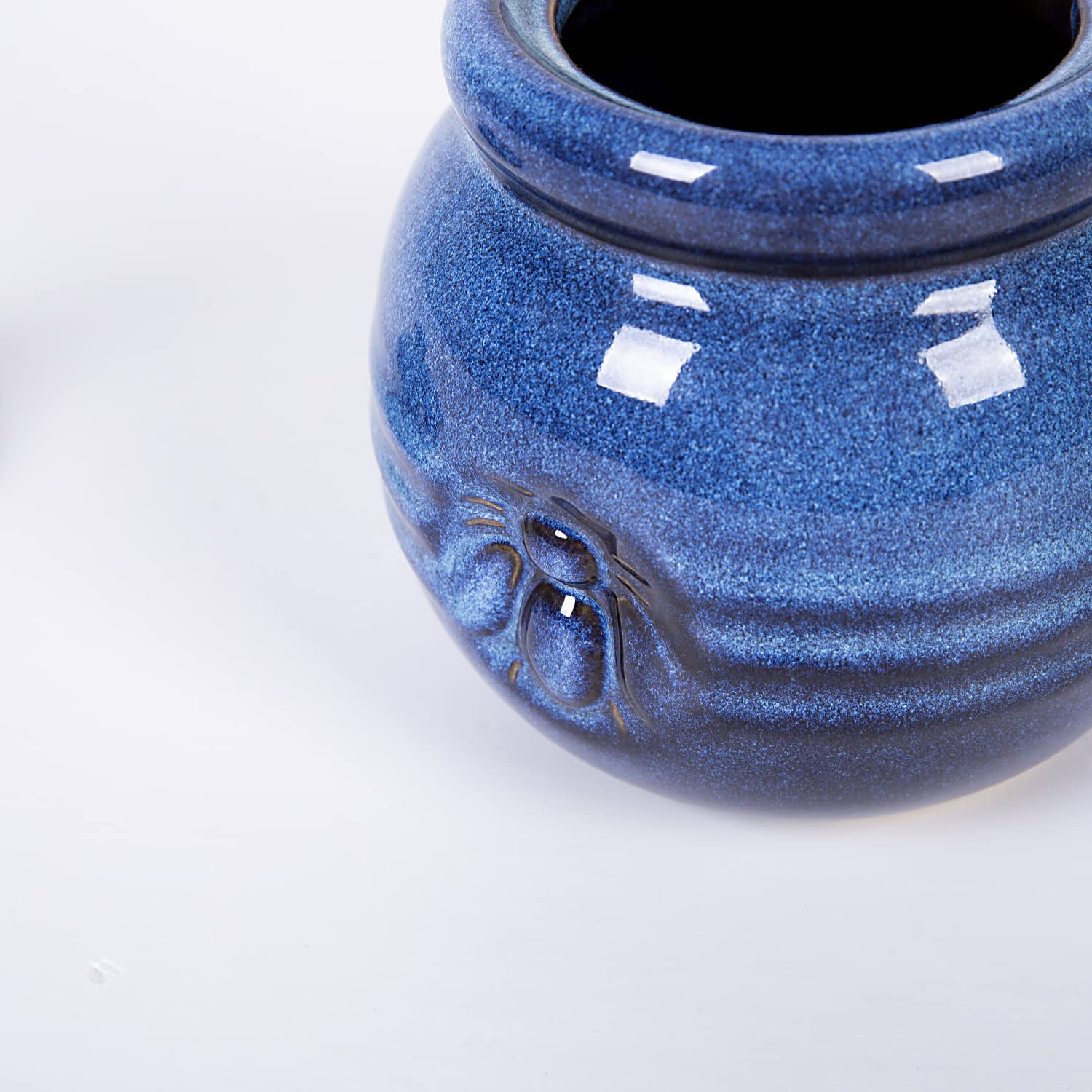 Cutiset Ceramic Honey Pot with Lid and Dipper, 20Oz Rustic Honey Jar (Blue) image number 3