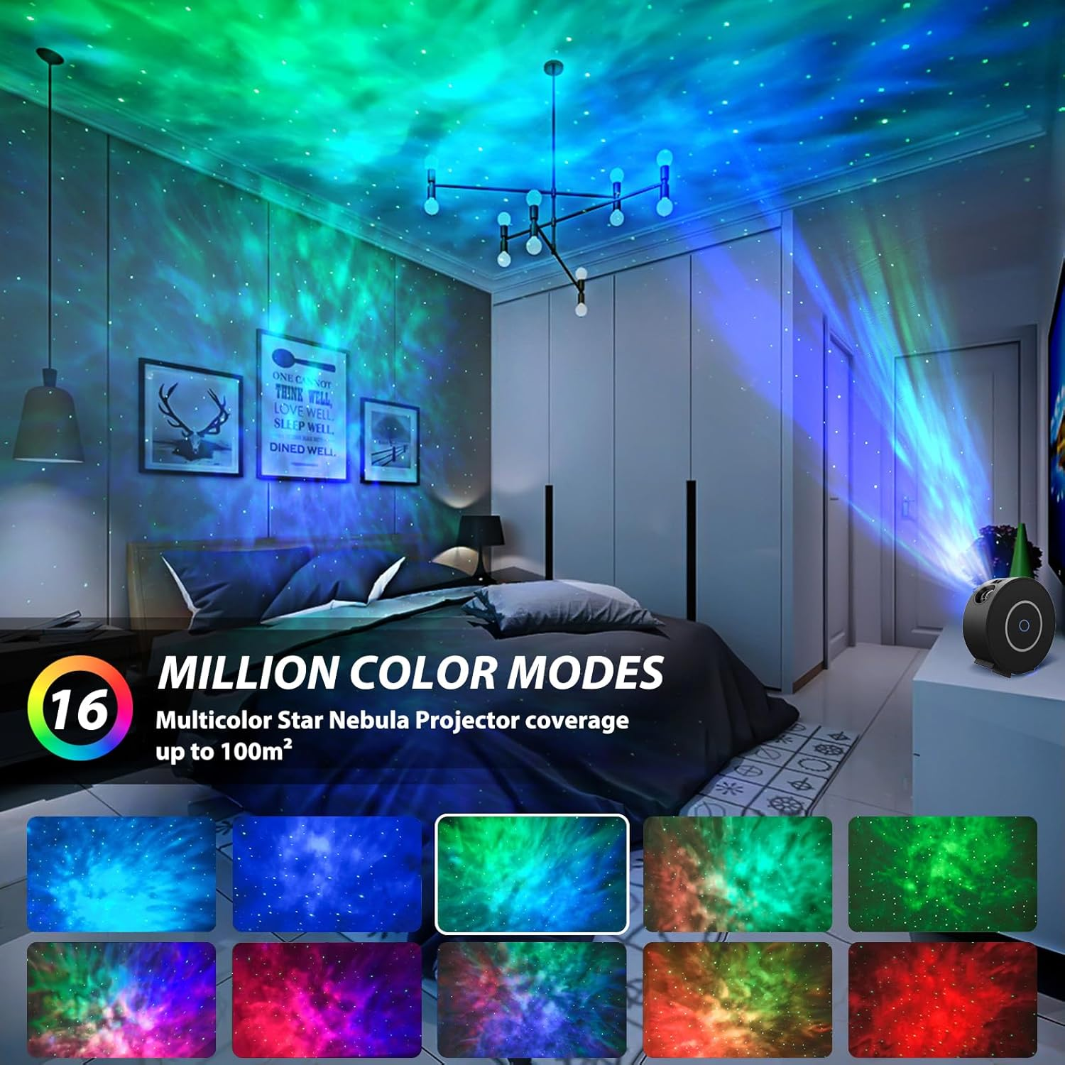 Smart Star Projector Galaxy Light, LED Starry Sky Night Light Control by Wifi App and Voice, Compatible with Alexa & Google Home, Adjustable Cloud Stars, Brightness and Time (Black) image number 2