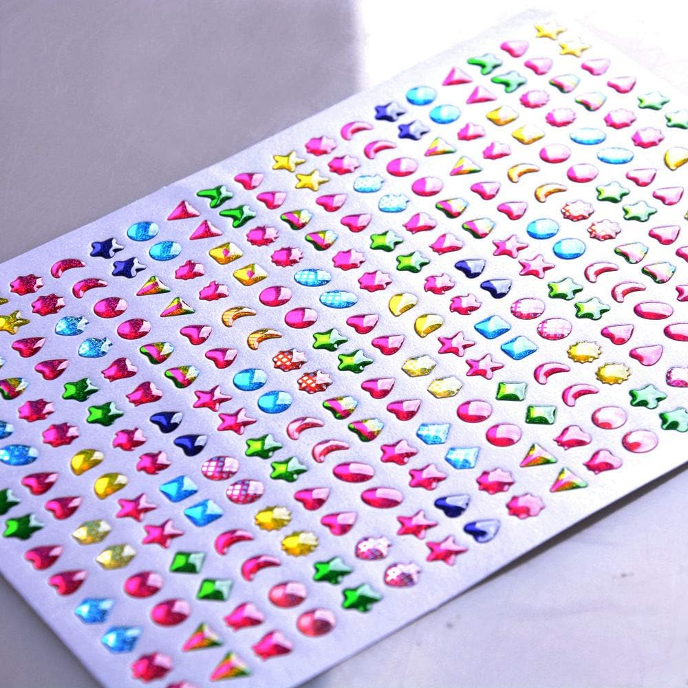 1000+ Stick on Earrings 3D Gem Stickers Glitter Sparkle Crystal Stickers Sticker Earrings for Girls Multiple Colors & Shapes image number 3