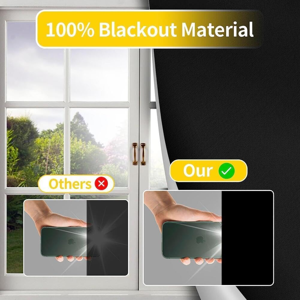 Portable Blackout Shades Blackout Blinds Curtains for Windows,100% Black Out Curtains with Hook and Loop Tapes,Window Film Window Cover for Bedroom,Baby Room,Tv Room,Cars (2 X 1.45M) image number 5