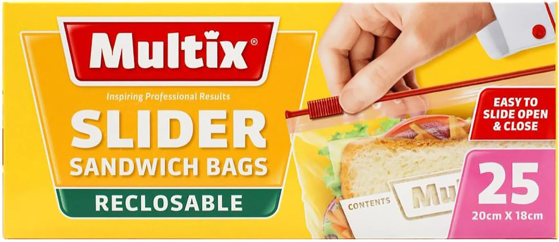 Multix Reclosable Slider Sandwich Bag, 20 Cm X 18 Cm Size (Pack of 25)