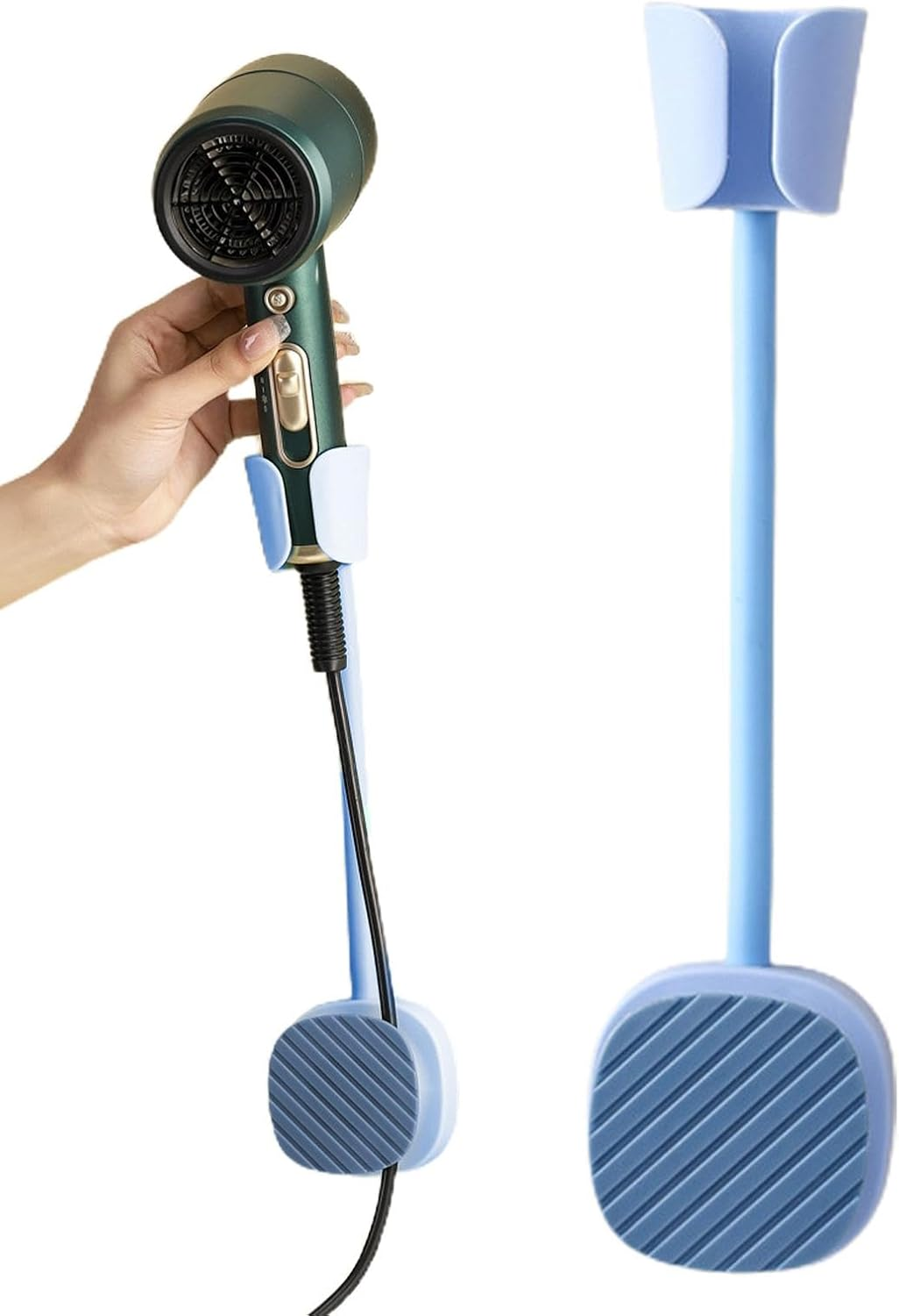 Blow Dryer Holder Organizer - 360-Degree Adjustable Hands-Hair Dryer Rack - Adhesive Blow Dryer Organizer No Punching with Cable Hook image number 2