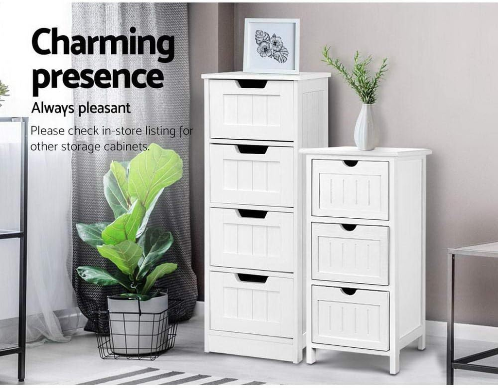 Artiss Chest of Drawers 4 Drawer White Tallboy, Dresser Clothes Storage Cabinet Organizer Bedside Table Bedroom Furniture Home Living Room Hallway Entryway