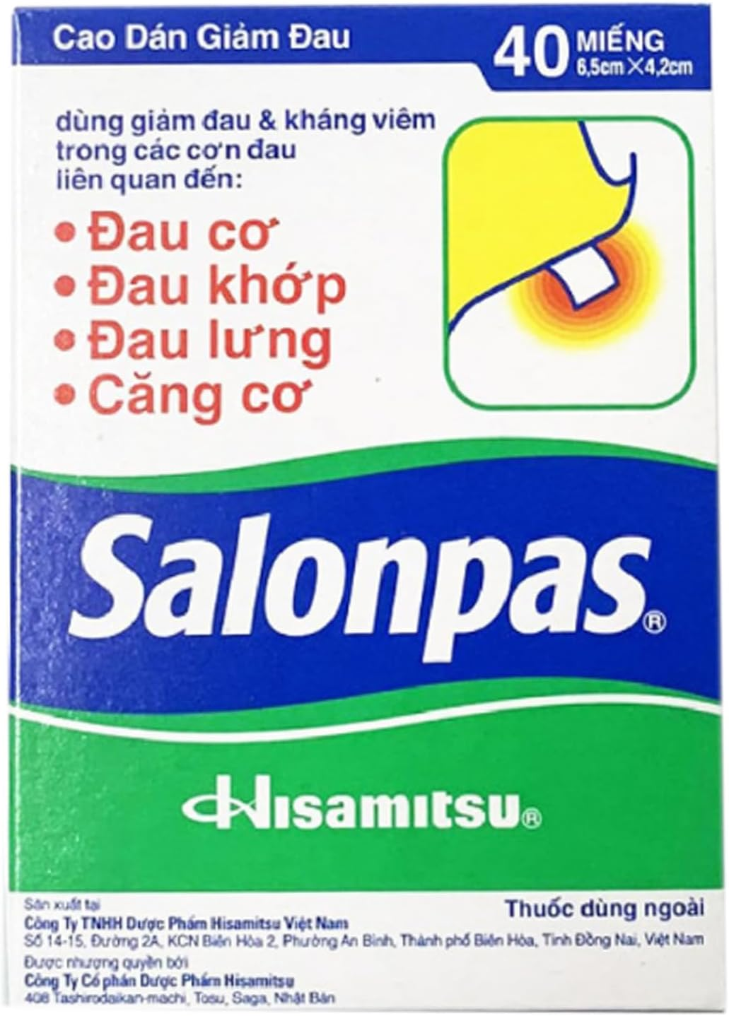 Hisamitsu Salonpas Heat Patch Herbal Menthol Self Adhesive Medical Plaster Pain Relief Patch for Sore Muscles (40 Patches) image number 1