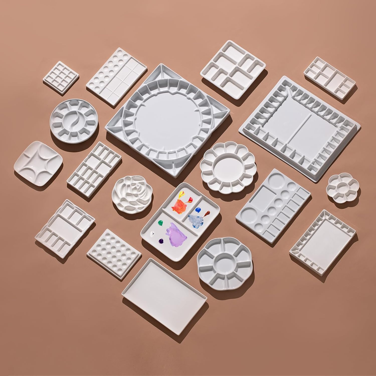 MEEDEN Ceramic Artist Paint Palette, Porcelain Watercolor Palette, 26&times;18 Cm Ceramic Mixing Tray for Watercolor Gouache Painting image number 6