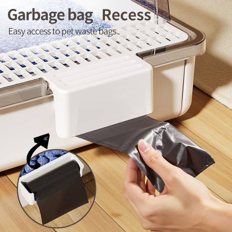 Oakee Open Cat Litter Box Extra Large Cat Litter Tray &ndash; Semi-Enclosed, Easy to Clean, Removable Modern Design, Pedal as Scoop, Stylish & Space-Saving PP for Indoor Cats (Black) image number 1