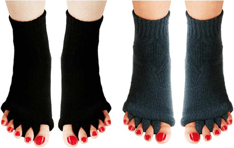 3 Pairs Yoga Sport Gym Five Toe Separator Socks Foot Alignment Pain Massage Toeless Socks image number 4