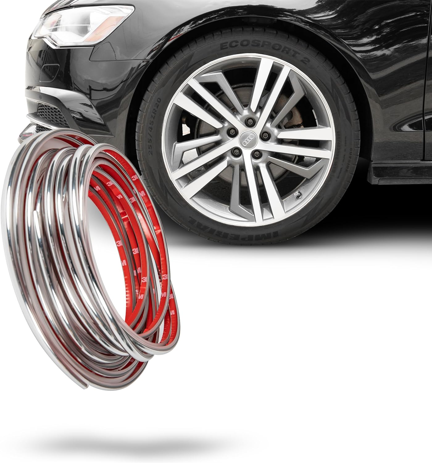 True Line Automotive Rim Protector (Clear) - L Shape Wheel Guard with 3M Adhesive Tape - Ultra-Durable, Easy to Install, Universal Fitting for Car Wheels