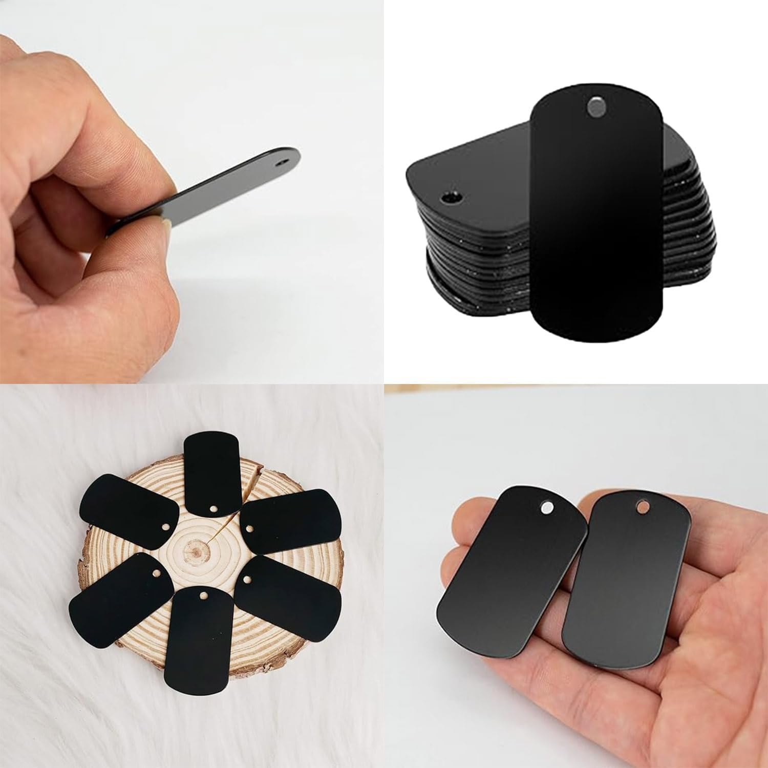 30Pcs Dog Tag, Aluminum Blank Tags Rectangle Stamping Blanks, Rectangle Blank Discs Aluminum Tag Blanks Metal Stamping Tags, Blank Dog Tags Aluminum Tags Rectangle Blank(Black) image number 3