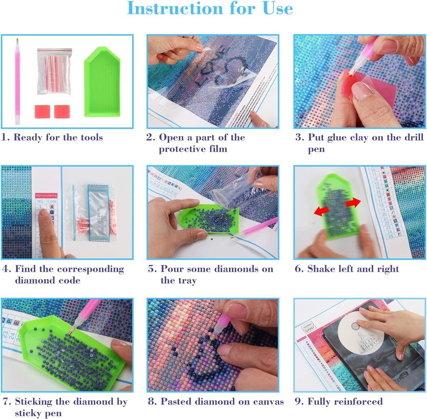 Full Drill Diamond Art Kits for Adults, 5D Diamond Painting Kits for Beginners, Gem Painting for Home Wall Decor, Canvas 40 X 30Cm. - Dp034 image number 5