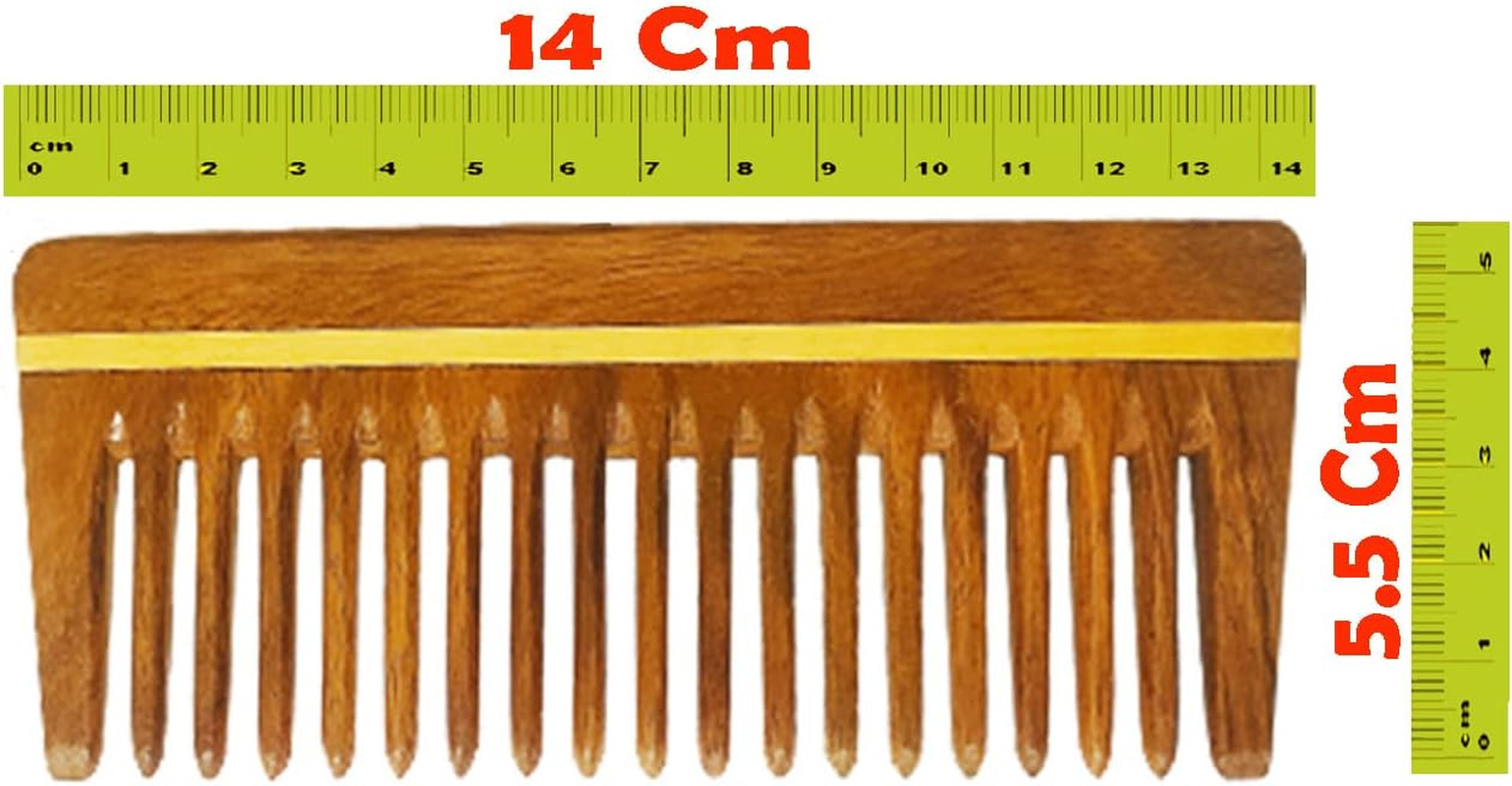 Wide Tooth Comb | Wooden Comb for Men & Women for Hair Growth | Curly Hair Detangler | anti Dandruff Comb (Pack of 1) 14 Cm image number 1