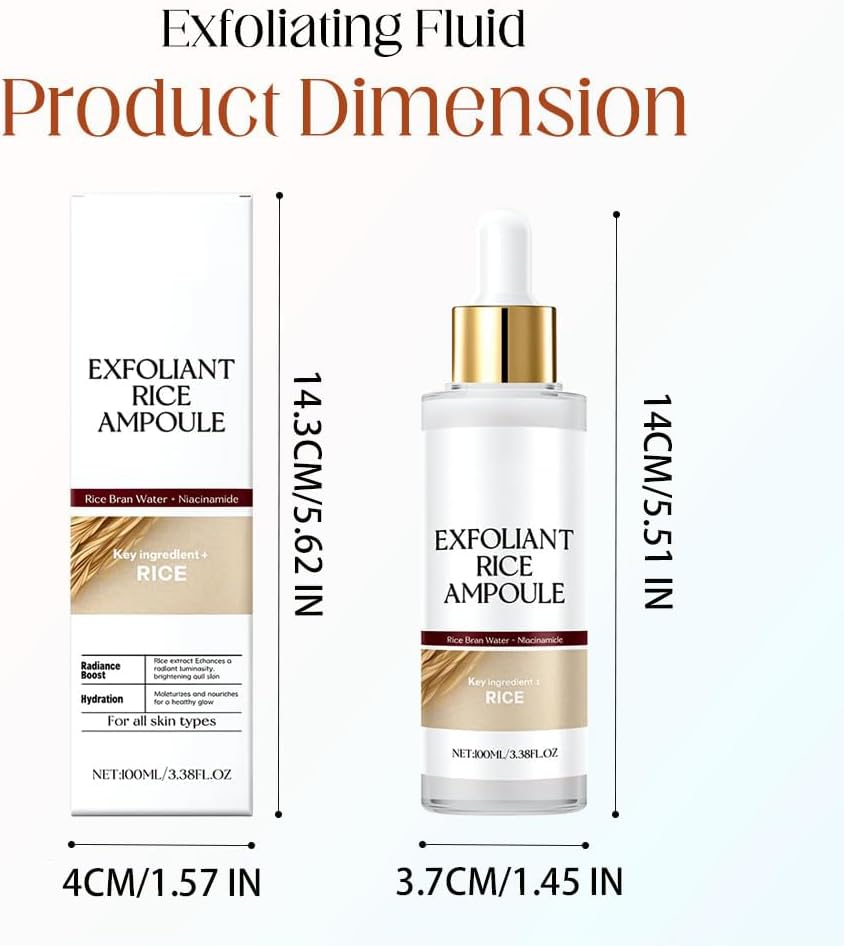 Black and White Rice Exfoliant, Rice Exfoliating Peeling Solution, Glowing Skin Smooth Texture and Pore Cleansing Facial Exfoliant, for All Skin Types,100Ml (White-2Pc) - White-2Pc image number 3