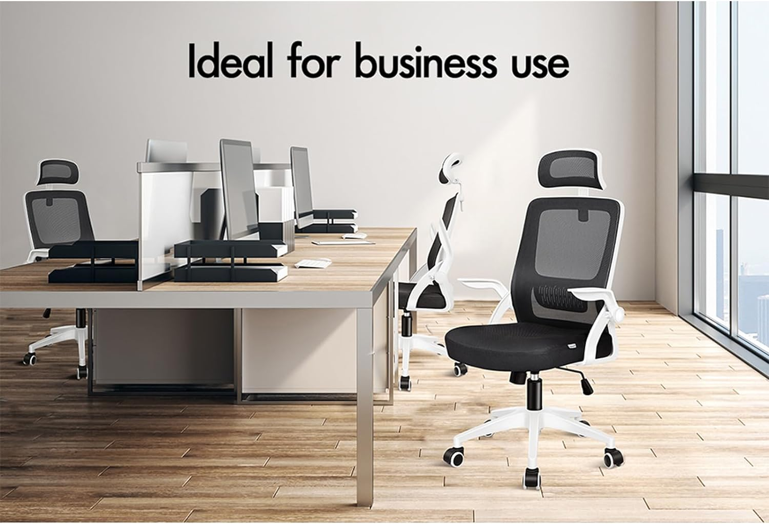 ALFORDSON Office Chair Mesh Computer Chair Swivel Executive Desk Chair with Adjustable Headrest and Armrest Arco Series(White Black)