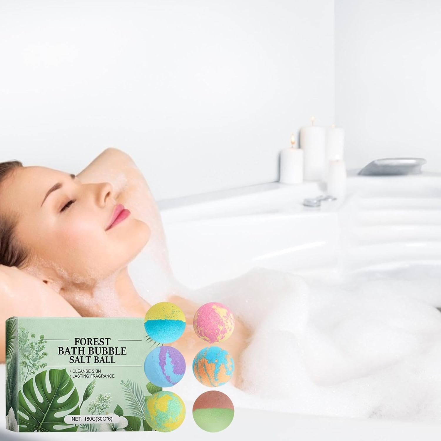 Natural Bath Balls,Bath Bubble Salt Ball | Natural Bath Balls for Relaxation and Stress Relief, Long-Lasting Fragrance Bath Balls image number 2