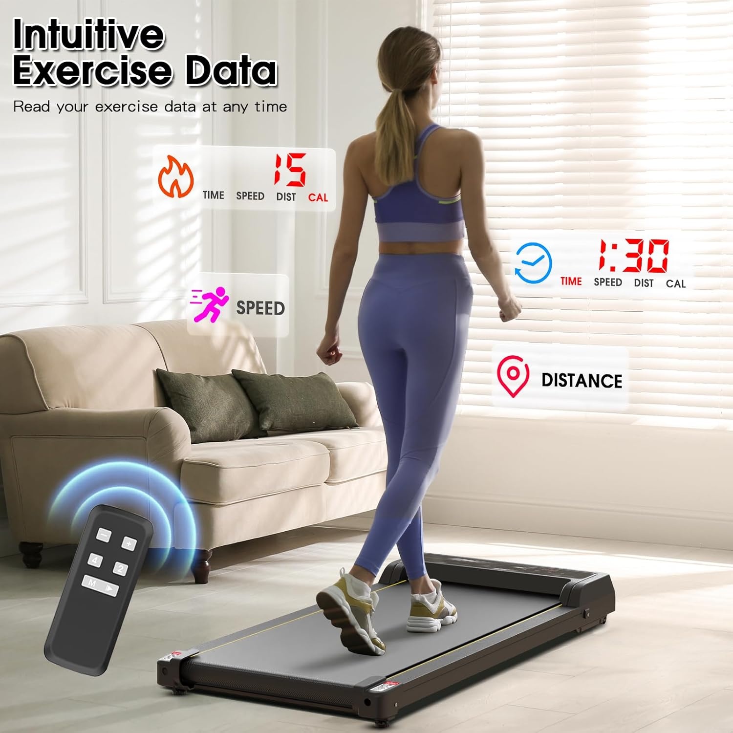 Advwin Walking Pad Treadmill, under Desk Electric Treadmill for Home, Compact Portable Walking Jogging Running Machine with Shock Absorption | Non-Slip | LED Display | Low Noise image number 4