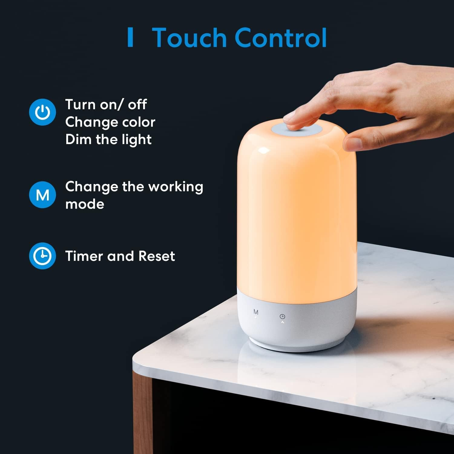 Meross Smart Wifi Table Lamp, Support Apple Homekit, Alexa and Google Assistant, LED Bedside Lamp with Tunable White and Multi-Color, Nightstand Lamp for Bedroom, Touch Control, Voice Control image number 5
