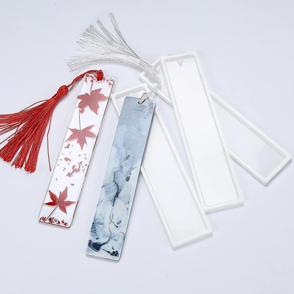 5X Rectangle Silicone Bookmark Mold Pendant Resin Epoxy Mould Casting Craft DIY image number 5