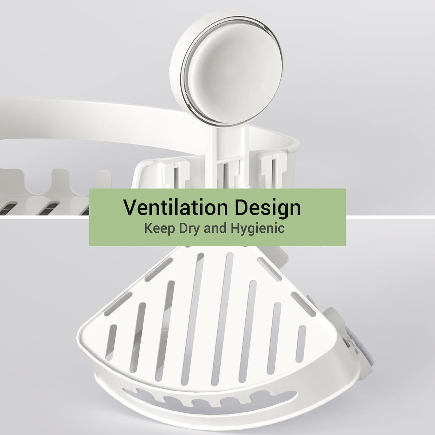 Ilikable Corner Shower Caddy, Vacuum Suction Cup Shower Organizer No-Drilling Removable Shower Shelf with Hooks Wall Mounted Corner Shower Storage Basket for Shampoo Conditioner Razors Soap - White image number 4