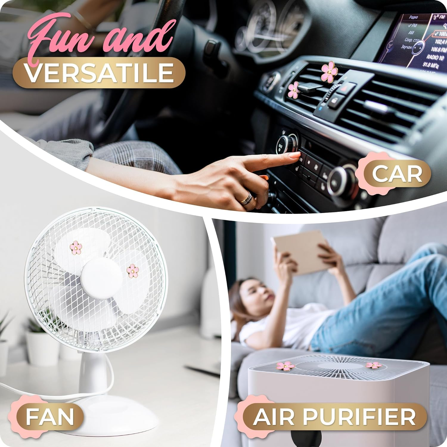 6 Pieces Daisy Car Decoration Flower Air Vent Clip Air Conditioning Outlet Clip Car Air Freshener Clip Car Interior Decor Charm Colorful Interior Accessories for Girls Women image number 1